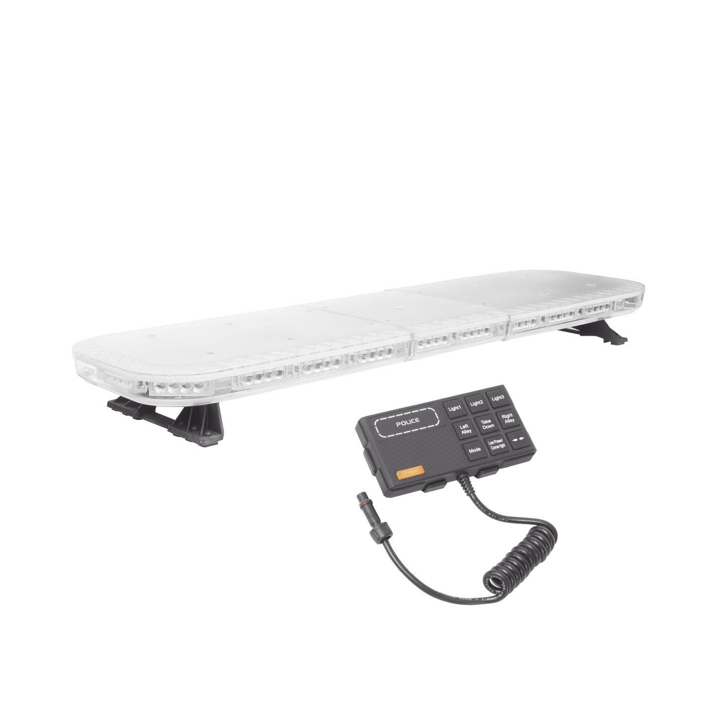 X67-RBA|Barra de luces de 47" rojo/azul, 88 LED, con control de tr?ífico en color ?ímbar, ideal para equipar unidades de seguridad publica