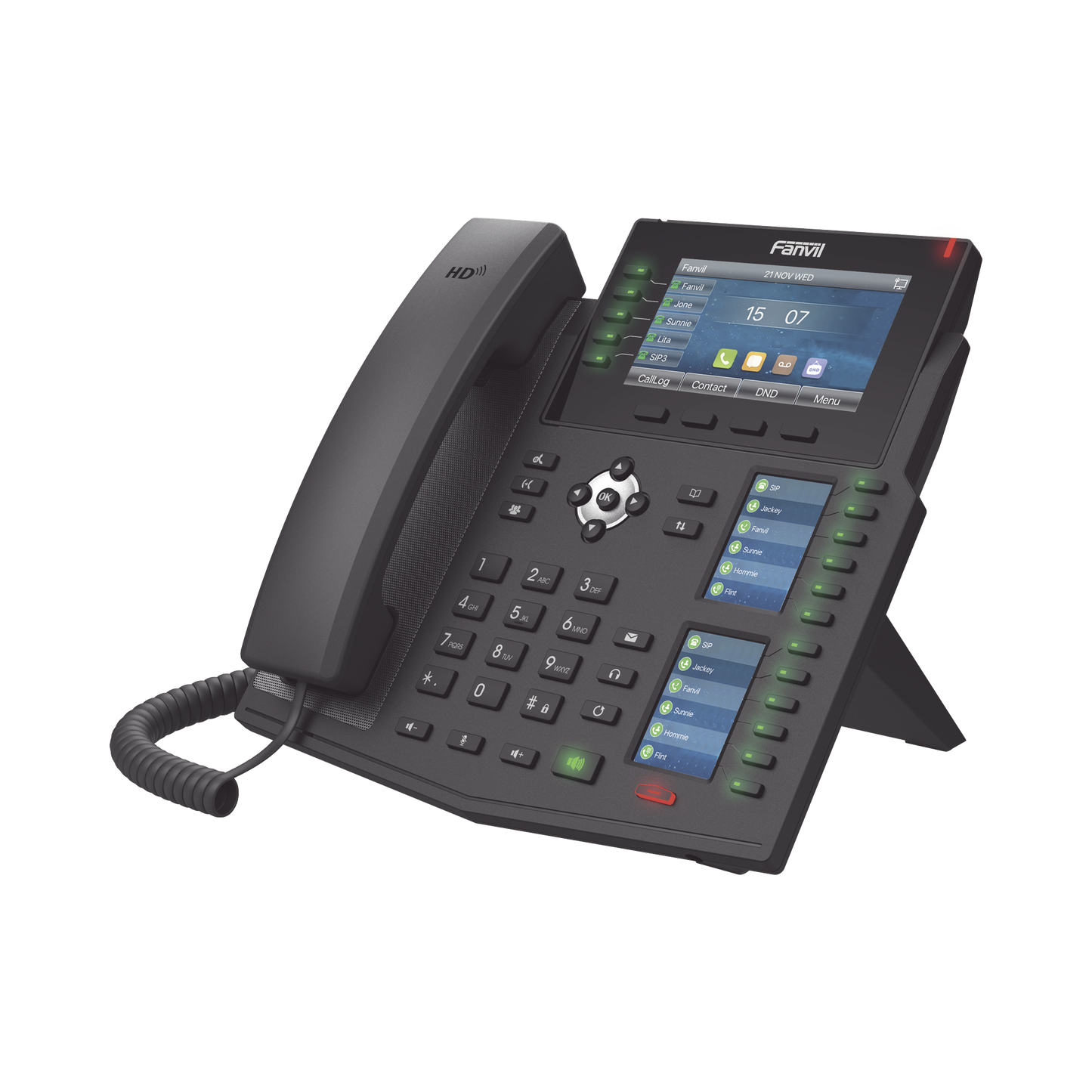 X6U|Tel?®fono IP Empresarial con Est?índares Europeos, 20 lineas SIP con pantalla LCD a color, 60 teclas DSS/BLF, puertos Gigabit, IPv6, Opus y conferencia de 3 v?¡as, PoE/DC