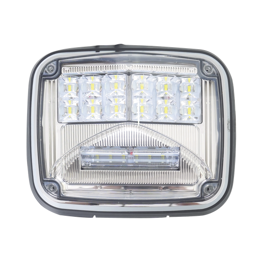 XLTE1755W|Luz de advertencia de 8 X 6", Color Claro, Con Luz de Trabajo Clara, Ideal para Ambulancias