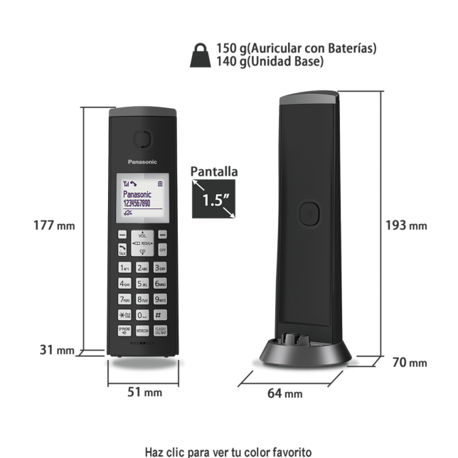 KX-TGK210MEB|Teléfono Inalámbrico Decorativo DECT Timbre Polifónico