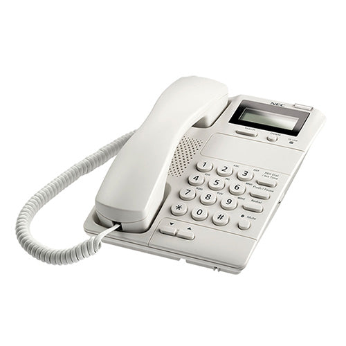 NEC-BE117781 | AT-50 Teléfono análogo unilinea (color blanco) con pantalla e identificador de llamadas NEC