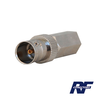 RFB-1722|Conector BNC Hembra en 75 Ohm, Tipo Roscable para cable Coaxial RG-59/U, Níquel/ Plata/ Delrin.