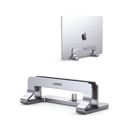 20471|Soporte Vertical para Laptop Adecuado para escritorio Anchura Ajustable (12-26mm) Amplia compatibilidad Anti-Arañazos Anti-Deslizante Ajustable Mediante Tornillos Color Plata Aluminio +