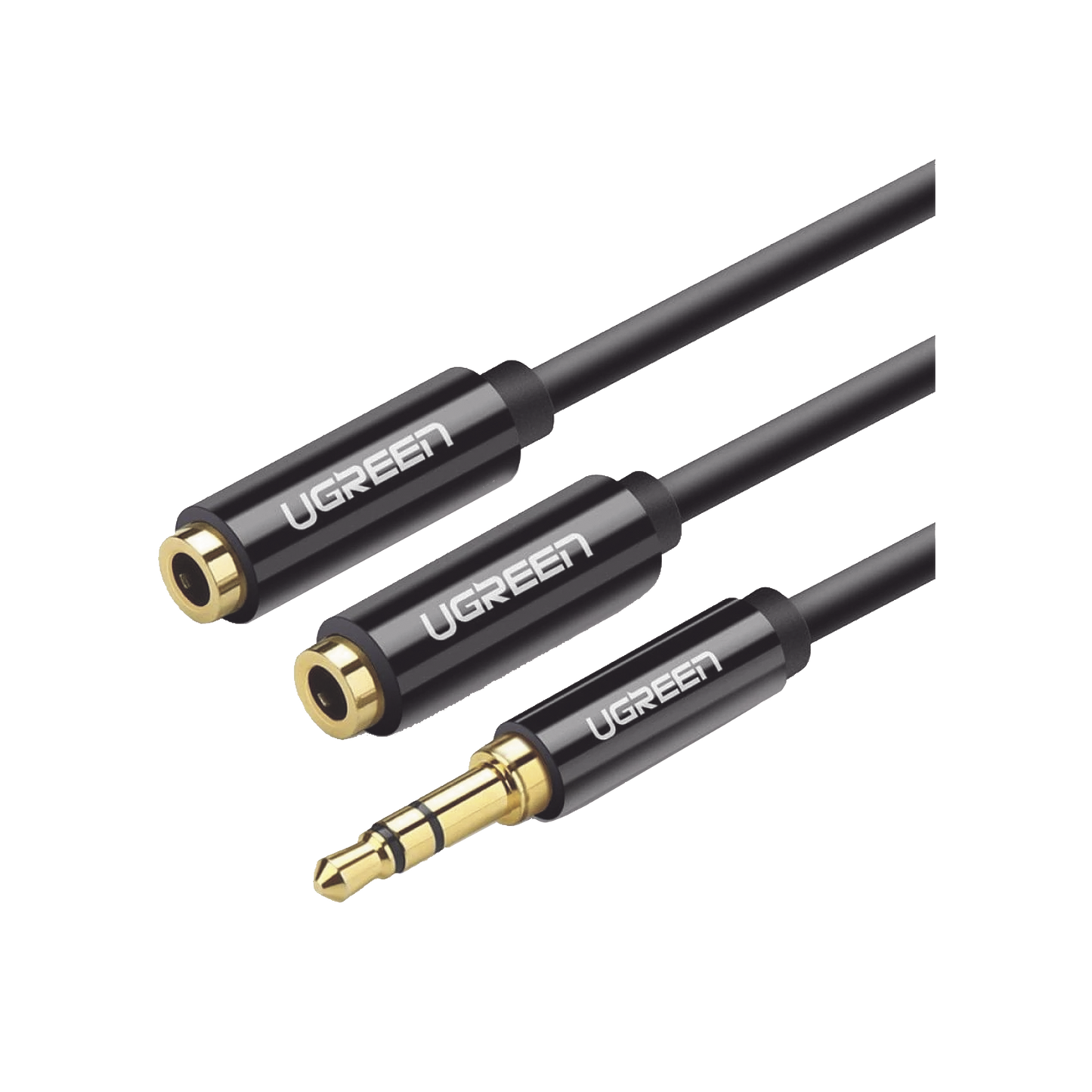 20816|Cable Adaptador/Divisor de Audio de 3.5mm Macho a 2 Terminales de 3.5mm Hembra / 25 cm de Longitud / Cable TPE / Color Negro