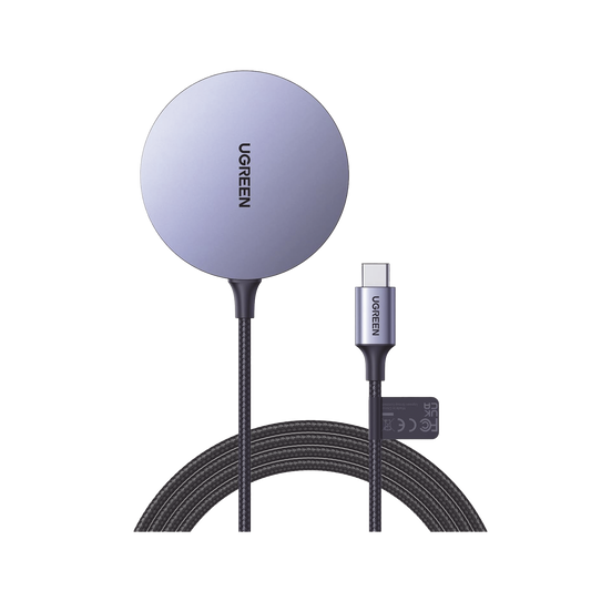 30233|Cargador Inalámbrico Magnético 15W Tecnología Magsafe  Qi  Certificado MFM Modulo de Carga Original Carga Rápida Fuerte Absorción Magnética Cable de Nylon Trenzado 1.5 metros Multi P