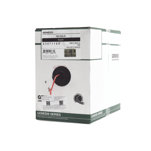 43071104/1000|Bobina de 305 metros de alambre 4 x 18 AWG, tipo FPLR-CL2R, resistente al fuego, color rojo, para sistemas contra incendio o sistemas de evacuación.