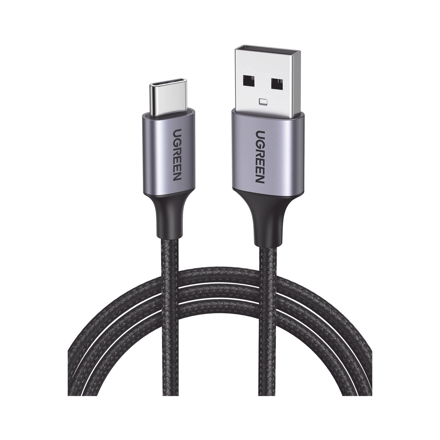 60128|Cable USB-A a USB-C | 2 Metros | Transferencia de datos de 480 Mbps | Carga Rápida | QC 4.0/3.0/2.0 | FPC | AFC | Protección Integrada | Caja de Aluminio | Nylon Trenzado | Color Negro.