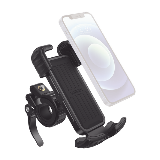 60548|Soporte de Celular para Manillar de Motocicleta o Bicicleta / Anti Vibración / Protección de clip Antideslizante / Rotación de 360° / Bloqueo de Seguridad / Compatible con manillar de 0.6'' a 1.75'' / Soporta dispositivos de 4.6''