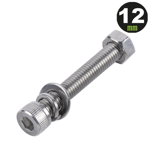 950-5080-124|1 Tornillo Allen Milimétrico de Acero Inoxidable  M8-1.25 x 12/ Con 1 Tuerca, 1 Arandela de Presión y 1 Plana / Para Montajes de Módulos Foto Voltaicos .