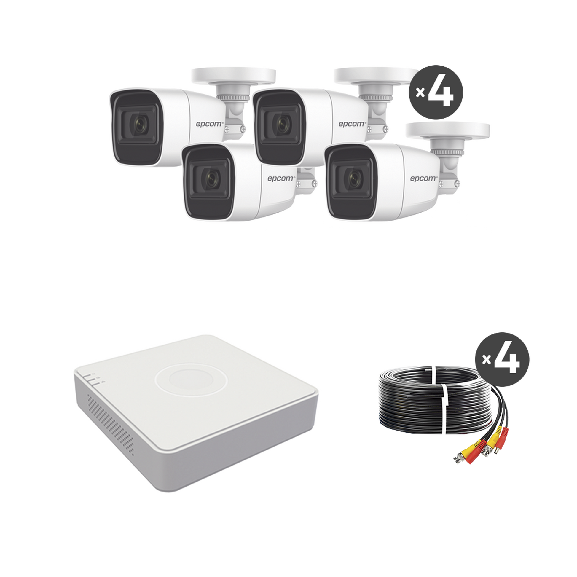 B8-KIT-MIC|(MICR?ôFONO Integrado) Kit TurboHD 1080p Lite / DVR 4 canales / Audio por Coaxitron / 4 C?ímaras Bala de Metal con Micr??fono Integrado