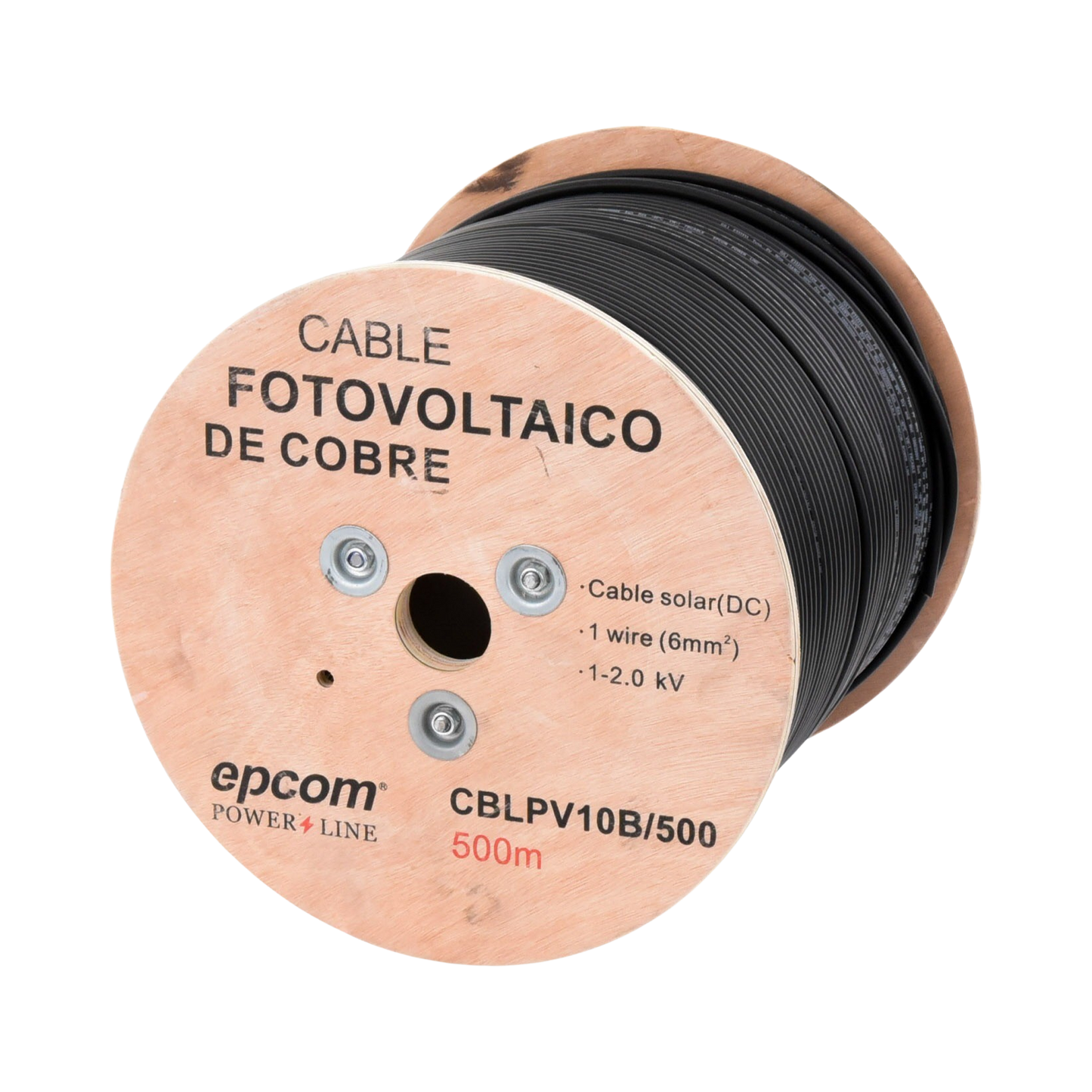 CBL-PV-10B/500|Carrete de 500 Metros / Cable Fotovoltaico Negro / 6mm² (10AWG) / Material COBRE /  2000 Vcc