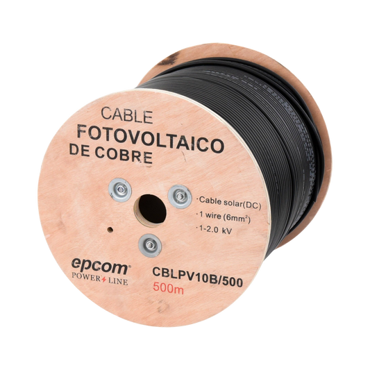 CBL-PV-10B/500|Carrete de 500 Metros / Cable Fotovoltaico Negro / 6mm² (10AWG) / Material COBRE /  2000 Vcc