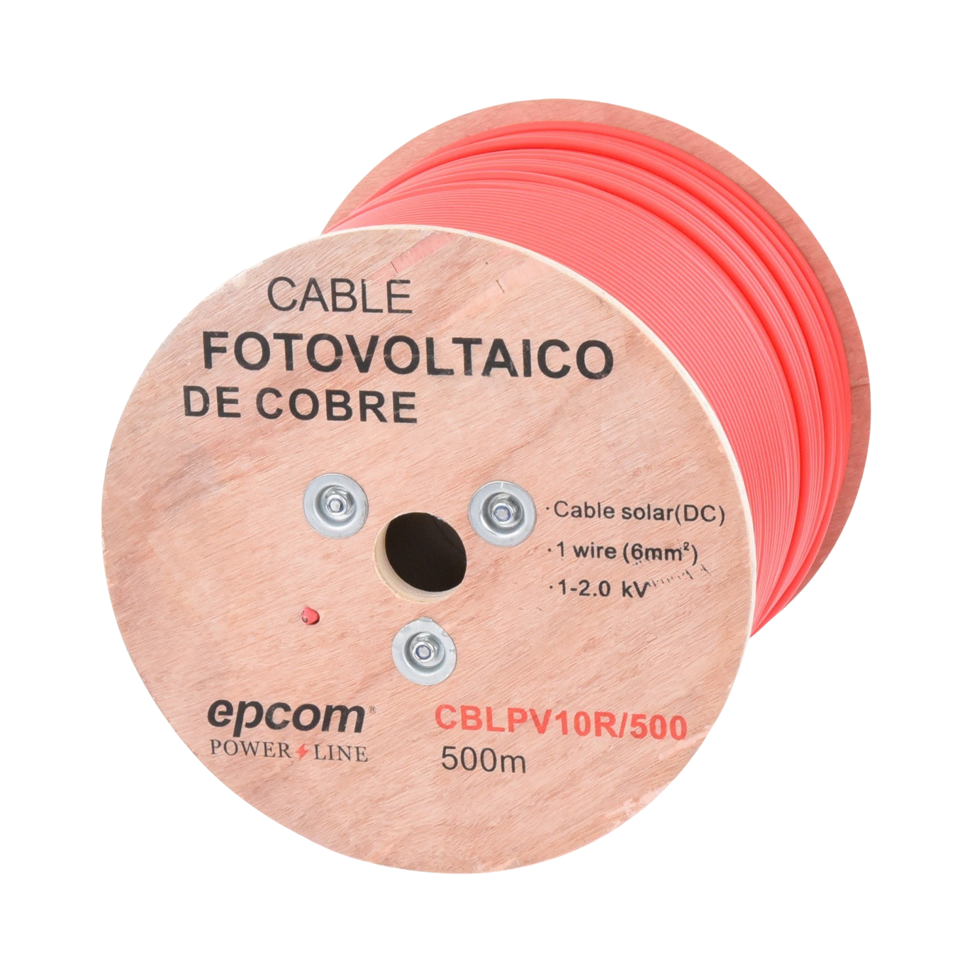 CBL-PV-10R/500|Carrete de 500 Metros / Cable Fotovoltaico Rojo  / Material COBRE / 6mm?? (10AWG) / 2000 Vcc