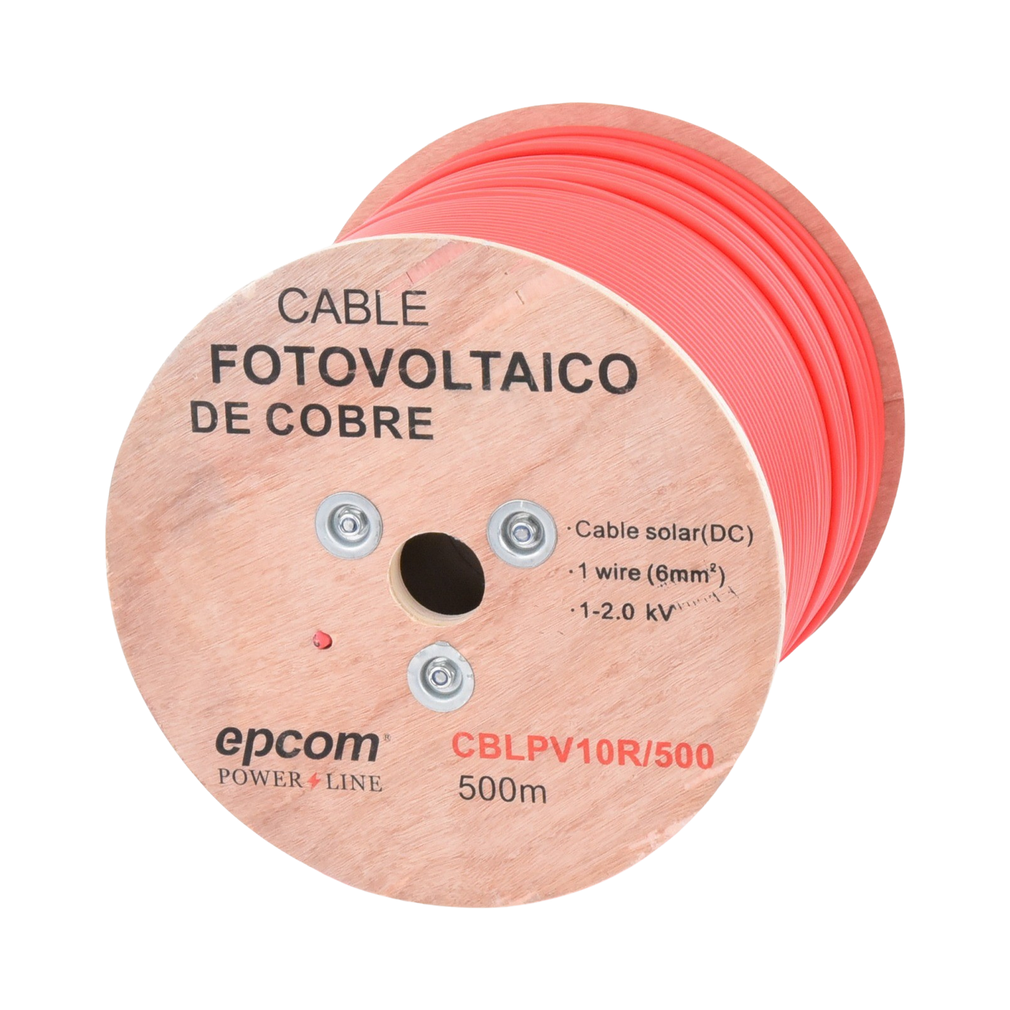 CBL-PV-10R/500|Carrete de 500 Metros / Cable Fotovoltaico Rojo  / Material COBRE / 6mm² (10AWG) / 2000 Vcc