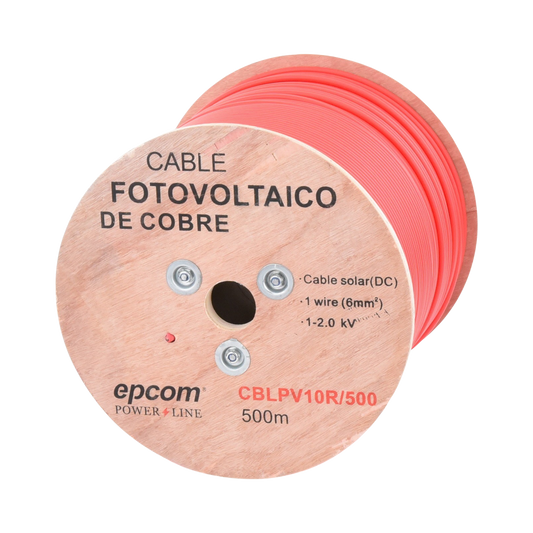 CBL-PV-10R/500|Carrete de 500 Metros / Cable Fotovoltaico Rojo  / Material COBRE / 6mm² (10AWG) / 2000 Vcc