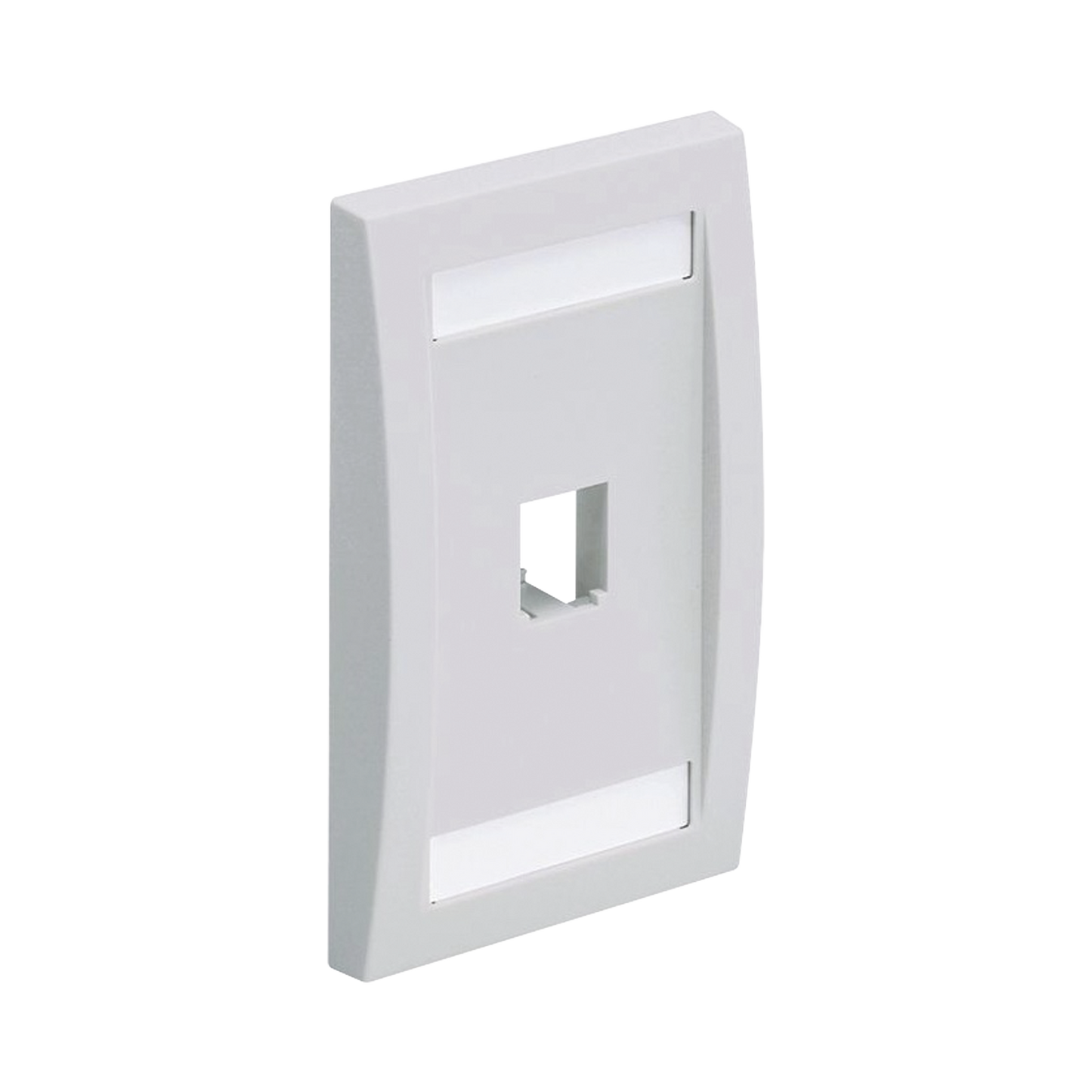 CFPE1WHY|Placa de Pared Vertical Ejecutiva, Salida Para 1 Puerto Mini-Com, Con Espacios Para Etiquetas, Color Blanco
