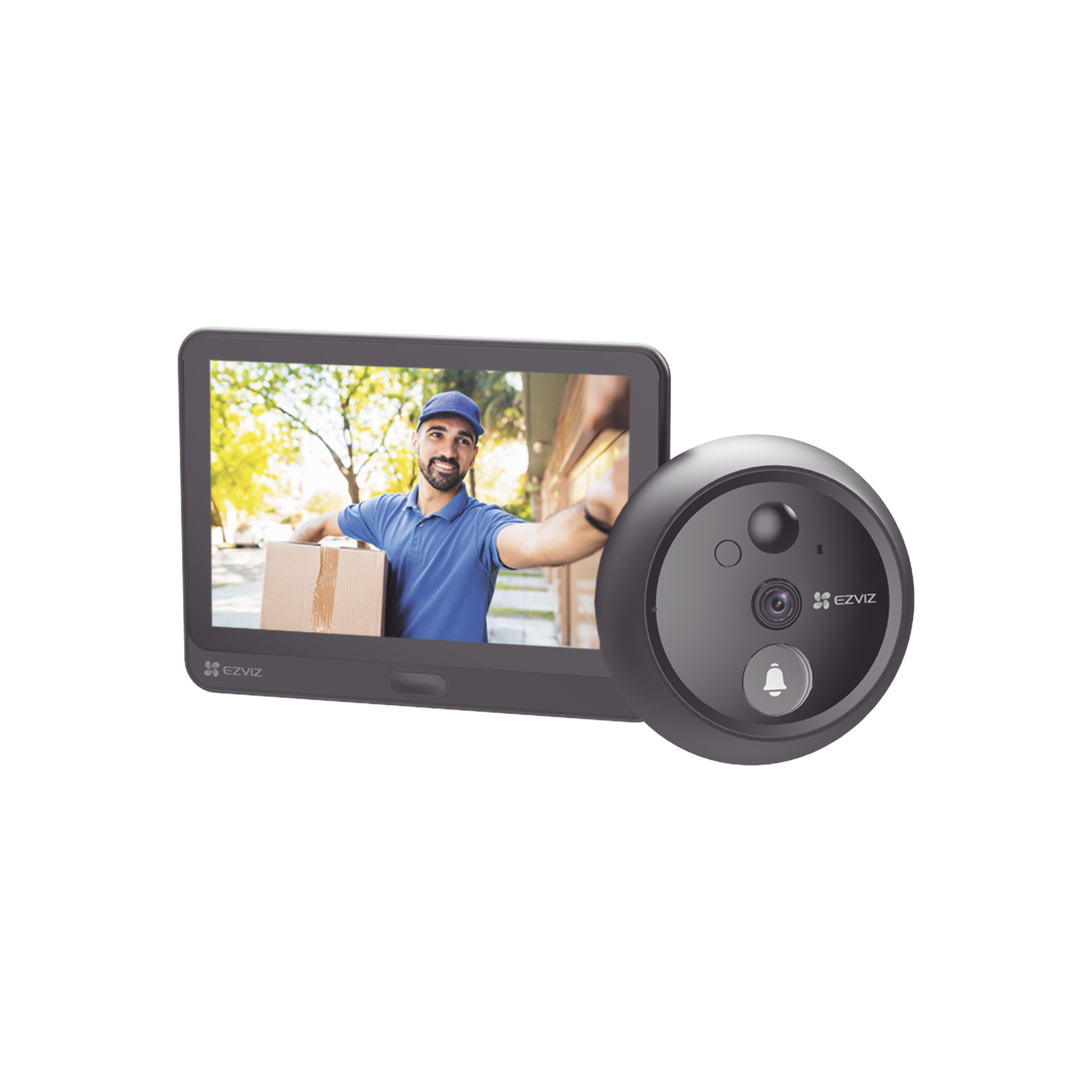 CS-HP4|Videoportero Con Mirilla y Pantalla Wi-Fi de Batería Recargable / Para Instalarse en Puerta / Cámara 1080P / Audio de Dos Vías / Uso en Interior
