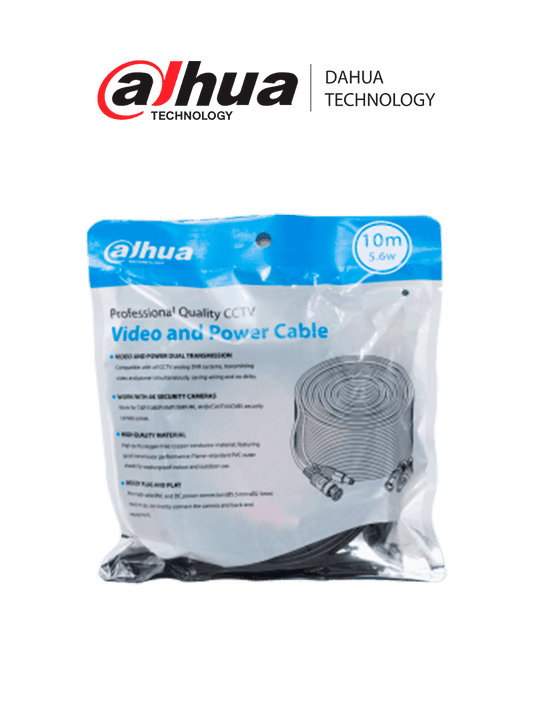 DAHUA DH-PFM942I-10-5 - Cable de 10 Metros Armado para Video y Energ?¡a/ Para Camaras Hasta 4k/ con Conectores BNC y de Energ?¡a/ Uso Exterior e Interior/ Cobre de Alta Pureza/ Soporta: AHD/CVI/TVI/CVBS/