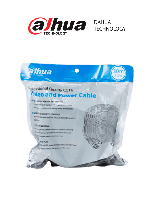 DAHUA DH-PFM942I-30-5 - Cable de 30 Metros Armado para Video y Energ?¡a/ Para Camaras Hasta 4k/ con Conectores BNC y de Energ?¡a/ Uso Exterior e Interior/ Cobre de Alta Pureza/ Soporta: AHD/CVI/TVI/CVBS/