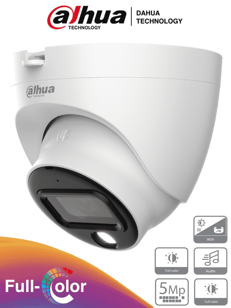 DAHUA HAC-HDW1509TLQ-A-LED - Camara Domo Full Color de 5 Megapixeles/ Lente de 3.6mm/ 88?? Grados de apertura/ Imagen a Color 24/7/ WDR Real de 120dB/ Leds para 20 Metros/ IP67/ Instalaci??n Rapida/