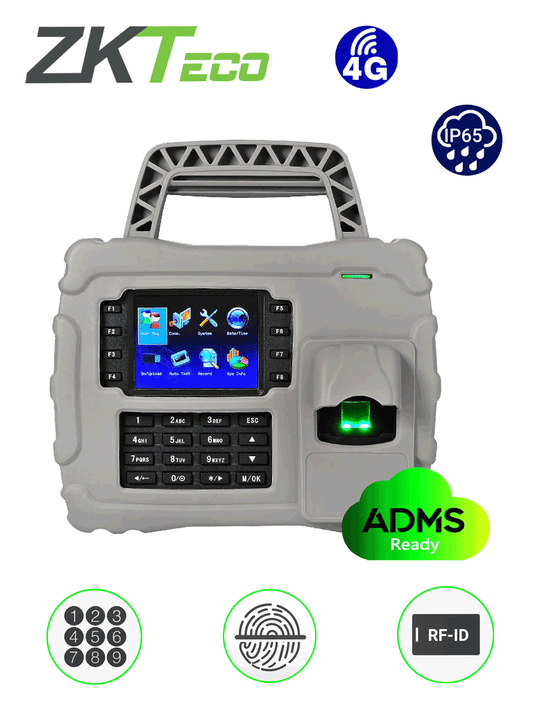 ZKTECO S922ID4G - Control de Asistencia port?ítil / 5000 Huellas / Tarjetas  ID / TCPIP /  IP65 / 4 Horas de Respaldo / Soporta tarjeta SIM para comunicaci??n 4G
