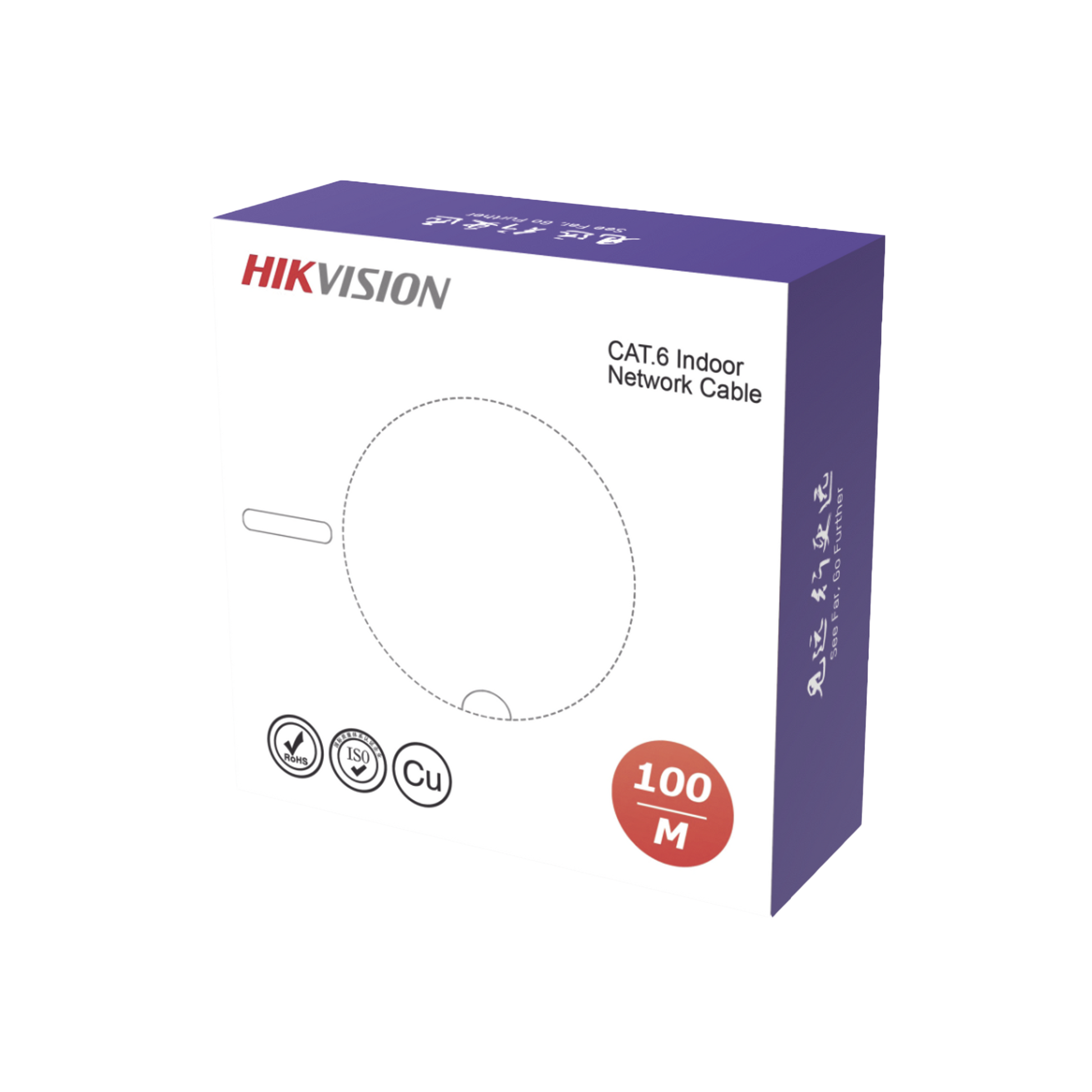 DS-1LN6USC0-100|Bobina de Cable UTP 100 Mts / Cat 6 (23 AWG) / Color Blanco / PVC (CM) / Uso en Interior / 100% Cobre / Aplicaciones de CCTV y Redes de Datos