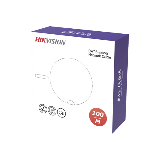 DS-1LN6USC0-100|Bobina de Cable UTP 100 Mts / Cat 6 (23 AWG) / Color Blanco / PVC (CM) / Uso en Interior / 100% Cobre / Aplicaciones de CCTV y Redes de Datos