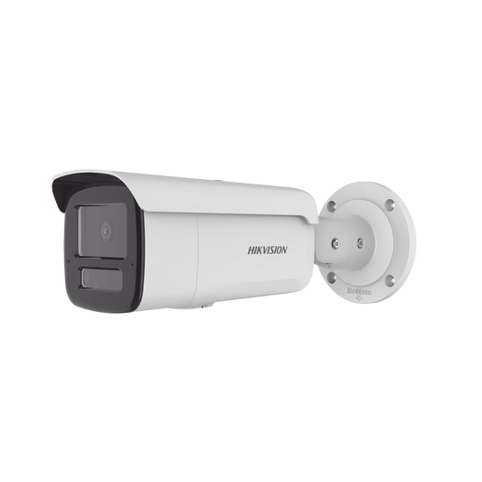 DS-2CD2T43G2-4LI2U/28|Bala IP 4 Megapixel / Lente 2.8mm / Dual Light (80 mts Luz Blanca + 80 mts IR) / 2 Micrófonos Integrados / ACUSENSE / Exterior IP67 / IK10 / WDR 120 dB / PoE / ONVIF / Micro SD / Metal / ACUSEARCH