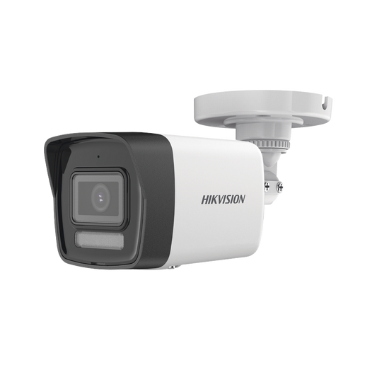 DS-2CE16K0T-LFS|[Dual Light + ColorVu] Bala TURBOHD 3K (5 Megapixel) / Lente 2.8 mm / 30 mts IR + 20 mts Luz Blanca / Gran Angular 104.9° / Exterior IP67 / Micrófono Integrado / dWDR / 4 Tecnologías / Metal