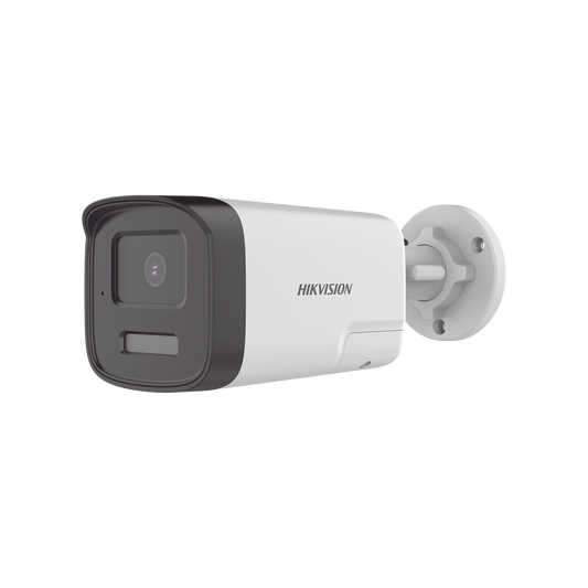 DS-2CE17D0T-LTS|[Audio Bidireccional + Dual Light + ColorVu] Bala TURBOHD 2 Megapixel (1080p) / Lente 3.6 mm / 40 mts IR EXIR + 40 mts Luz Blanca / Micrófono y Bocina Integrado / Exterior IP67 / dWDR