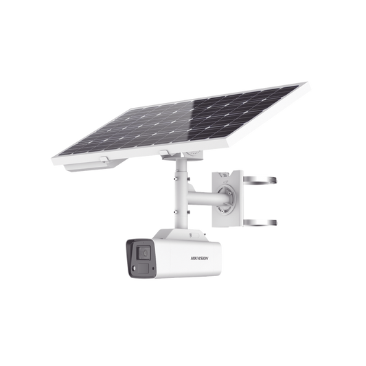 DS-2XS2T47G1-LDH/4G/C18S40|Kit Solar IP All in One / Cámara Bala ColorVu 4 Megapixel / Lente 4 mm / Panel Solar / Batería de Respaldo de Litio 23.2Ah (Hasta 24 Días) / Conexión 4G / Accesorios de Instalación