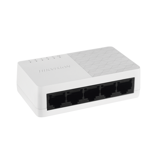 DS-3E0105D-O|Switch No Administrable de 5 Puertos para Escritorio / Fast Ethernet  10 / 100 Mbps / Diseño Compacto y Estetico