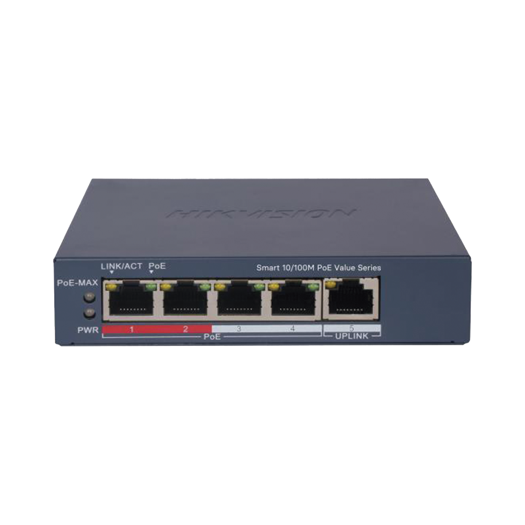 DS-3E1105P-EI/M|Switch PoE+ / Monitoreable / 4 Puertos 10/100 Mbps PoE+ / 1 Puerto 10/100 Mbps Uplink / Modo Estendido hasta 300 Metros /  45 W