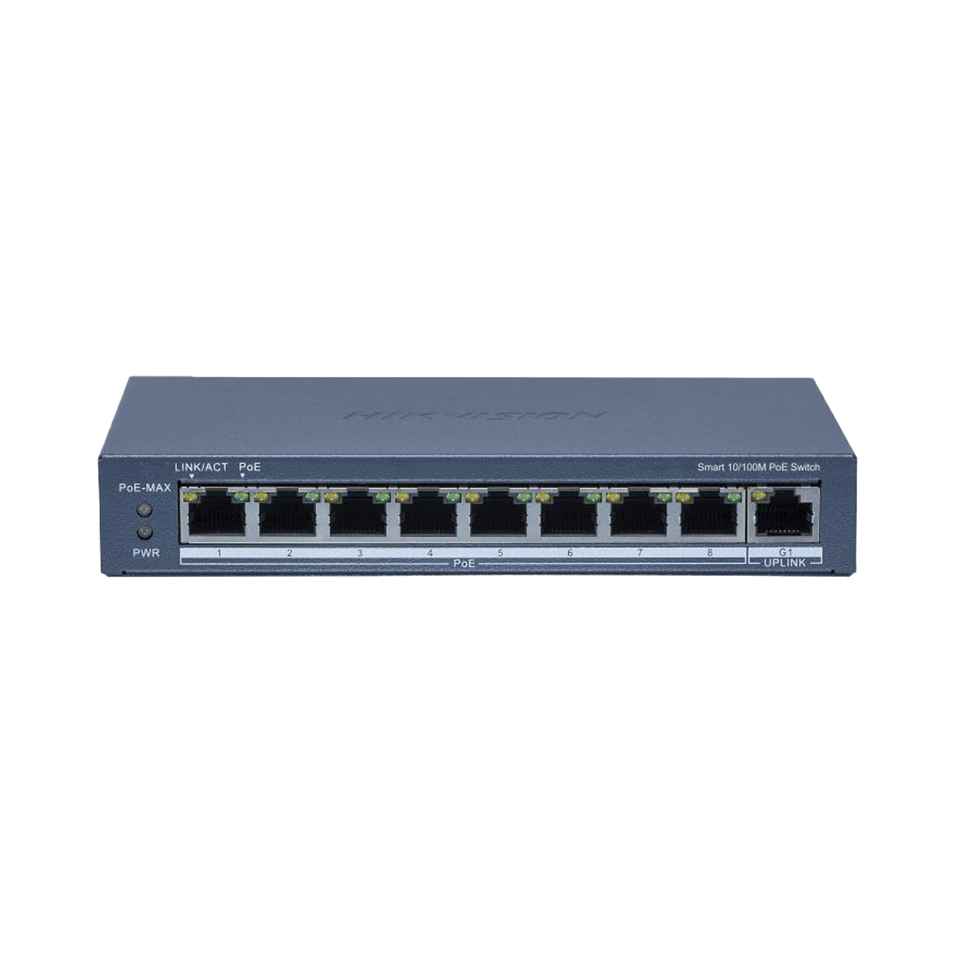 DS-3E1309P-EI/M|Switch PoE+ / Monitoreable / 8 Puertos 100 Mbps PoE+ / 1 Puerto 1000 Mbps Uplink / PoE hasta 300 metros / Conexión Remota desde Hik-PartnerPro / 60 W