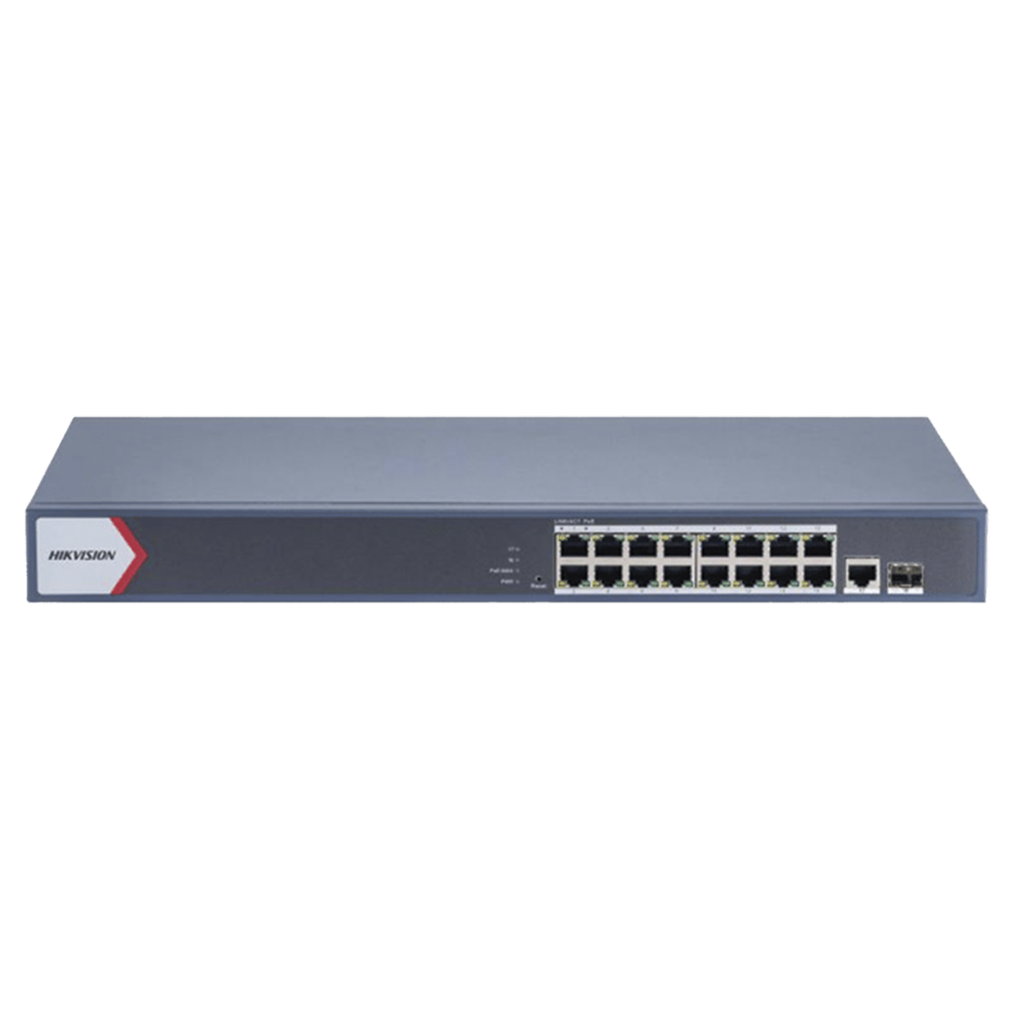 DS-3E1518P-EI/M|Switch Gigabit PoE+ / Monitoreable / 16 Puertos 1000 Mbps PoE+ / 1 Puerto 1000 Mbps de Uplink / 1 Puerto SFP /  Configuración Remota desde Hik-PartnerPro / Modo Extendido hasta 300 Metros / 130 Watts