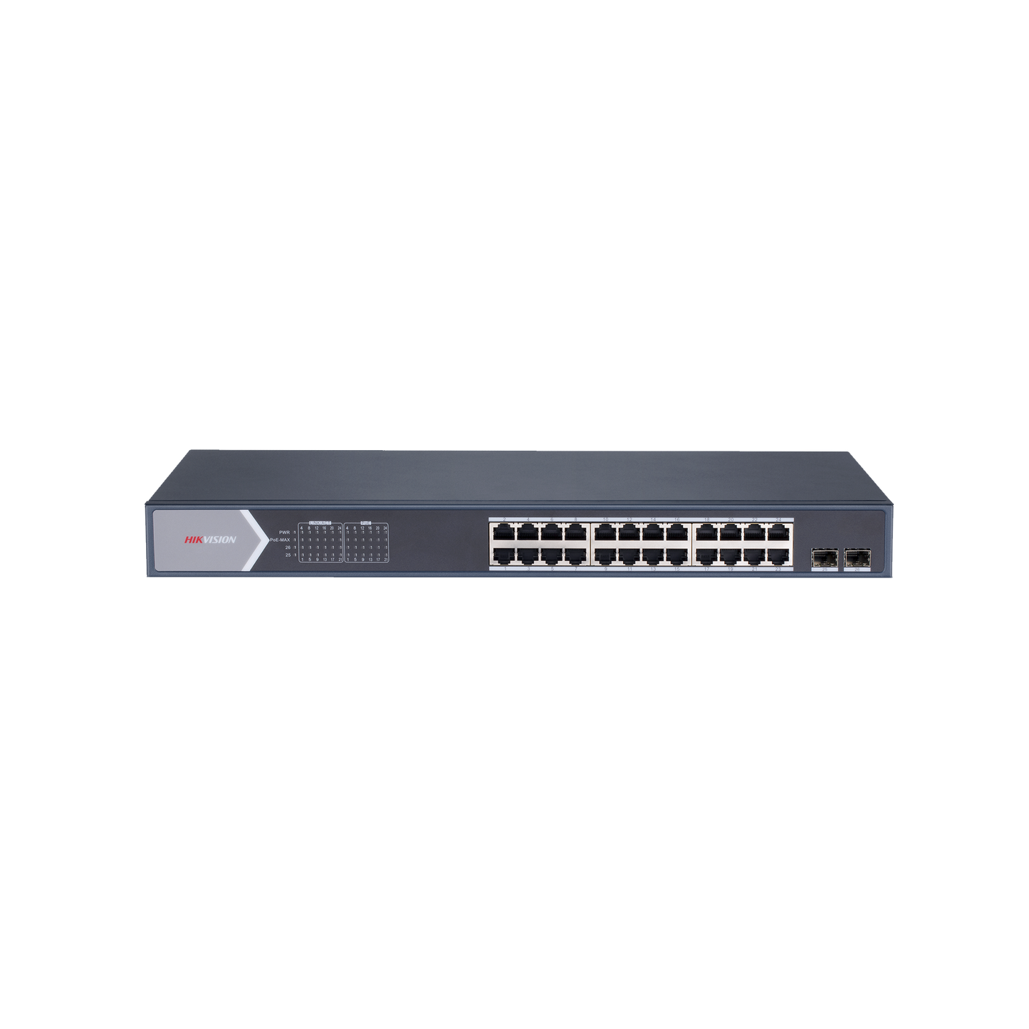 DS-3E1526P-SI|Switch Gigabit PoE+ / Administrable / 24 puertos 10/100/1000 Mbps PoE+ / 2 puertos SFP / configuración remota desde Hik-PartnerPro / PoE hasta 250 metros / 370 W - ISTEN
