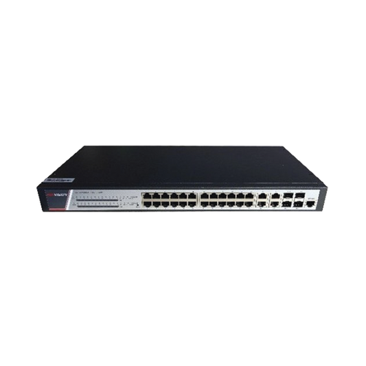 DS-3E2528P(B)|Switch Gigabit PoE+ / Administrable / 24 Puertos 1000 Mbps PoE+ / 4 Puertos 1000 Mbps + 4 Puertos SFP de Uplink / 370 Watts / Soporta IGMP