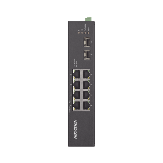 DS-3T0510HP-E/HS|Switch Industrial No Administrable Gigabit / 6 Puertos Gigabit PoE+ (30 W) + 2 Puertos Gigabit PoE++ (60 W) / 2 Puertos SFP / 120 W Total / 48 a 57 VCD / Ideal para Proyectos / 300 Metros de Distancia
