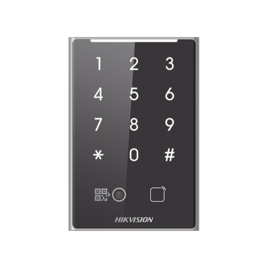 DS-K1109EKB-QR|Lector de Tarjetas PROX EM y de Códigos QR / Teclado para Contraseña / Compatible con Controladores DSK2600 Series Hikvision / Comunicación RS485 y WIEGAND
