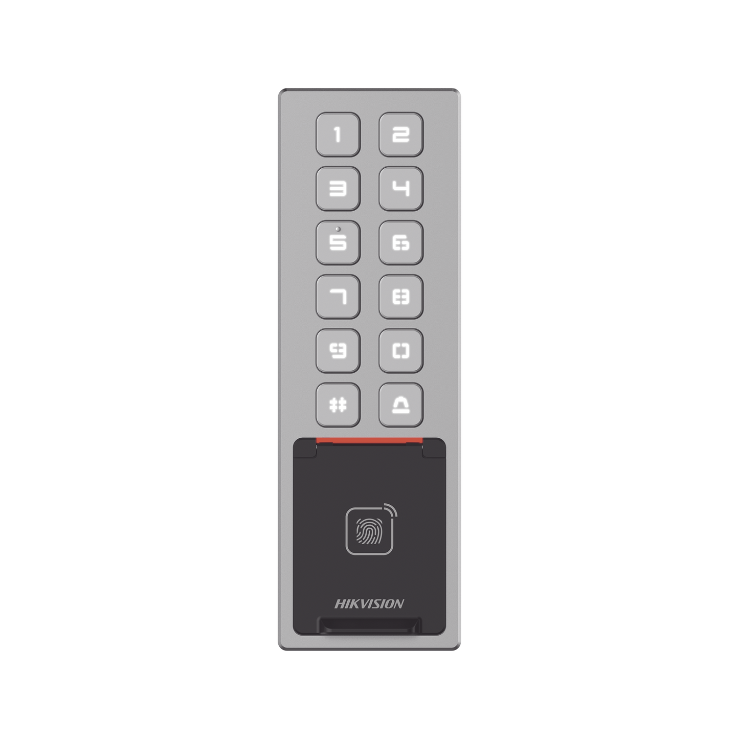 DS-K1T805MBFWX|Teclado Exterior WiFi Antivandálico IP65 & IK08 / Administrable en la Nube / Alta y Baja de Passwords Remotamente con Horarios / Acceso por PIN, Tarjeta MIFARE, Huella y Tarjeta Virtual Bluetooth