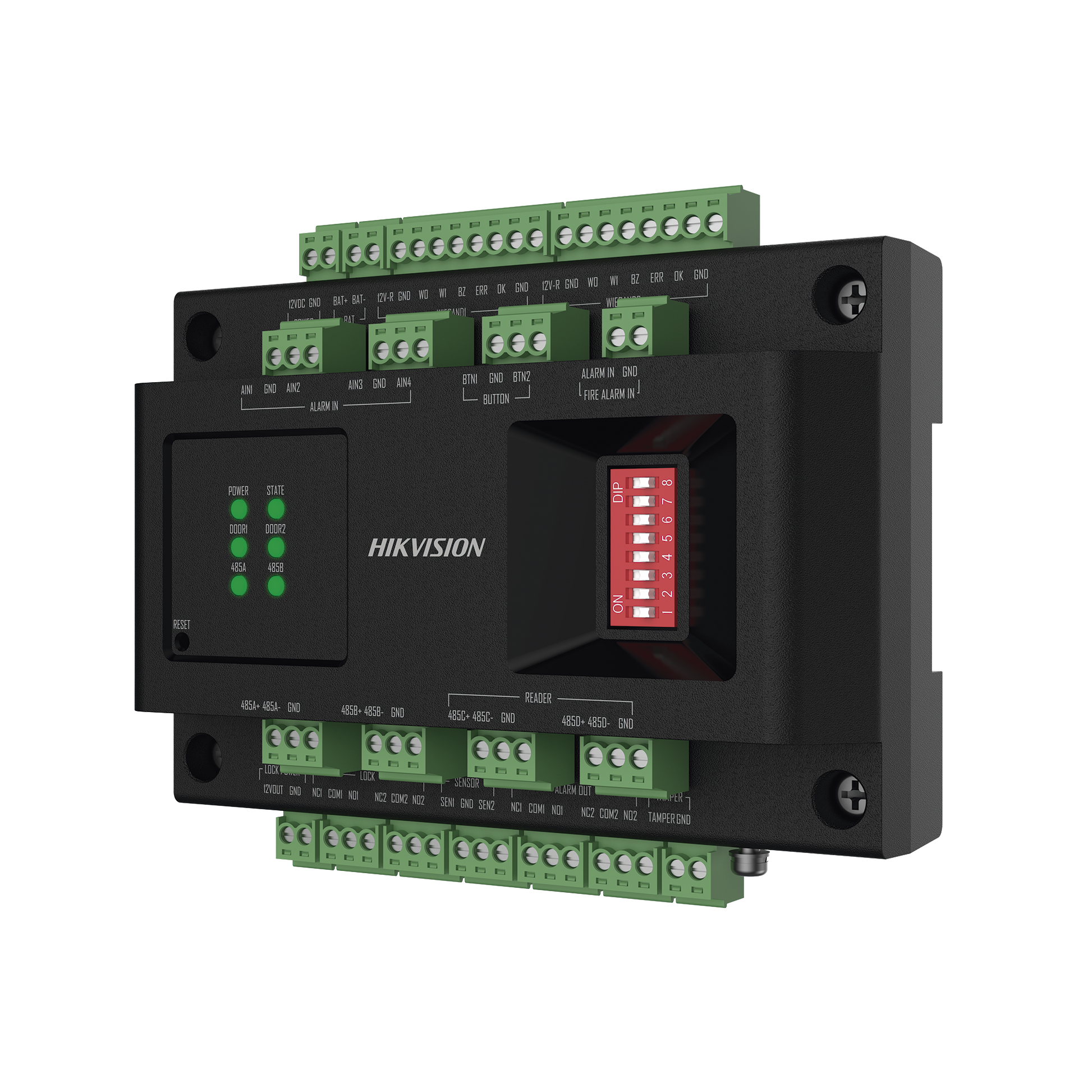 DS-K2M002X|Expansor de 2 Puertas para Paneles de Control de Acceso DS-K27 Series / Comunicación RS-485 / 4 Entradas y 2 Salidas Auxiliares