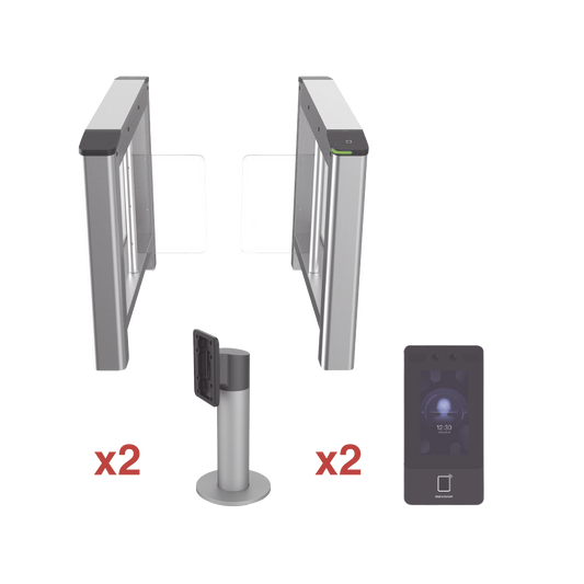 DS-K3B220-KIT|Kit de Torniquete con Terminales Faciales incluidas / Montajes Incluidos /  Izquierdo y Derecho / Carril de 90 cms / 3,000,000 MCBF / 4 Pares de IR