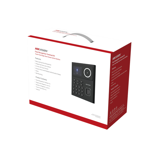 DS-KAS320|Kit WiFi de Control de Acceso Lite TODO INCLUIDO con Lector de Rostros, Tarjetas y Huellas / 500 Rostros / Compatible con App HIKConnect / Incluye Electroimán  Botón de Salida y Montajes Z y L para imán / HIK-IA