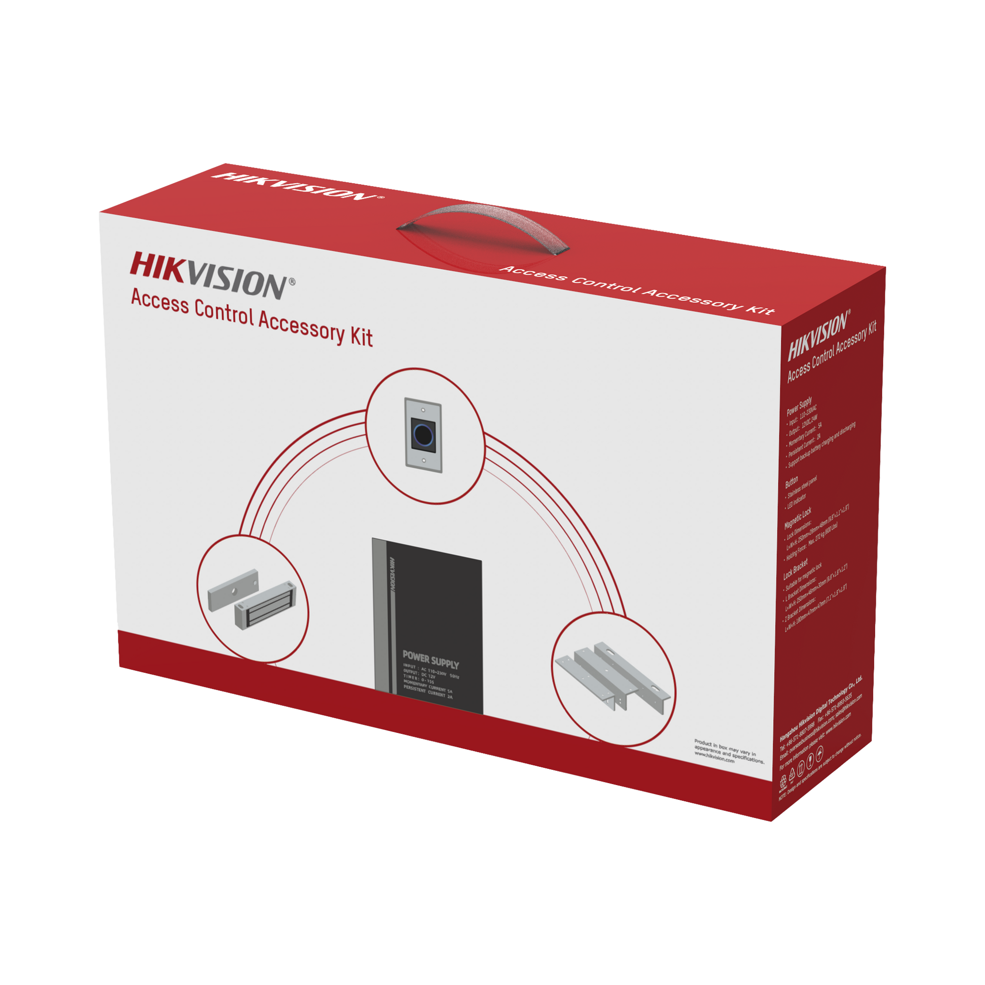 DS-KAS-7M01|Kit de Accesorios para Ctrl de Acceso / Fuente 12 Vcd 2 A, Botón de Salida y Chapa Magnética 600 Lbs / Para instalación de control de acceso autónomo (Facial Min Moe, Teclados, Lectores de Huella etc)