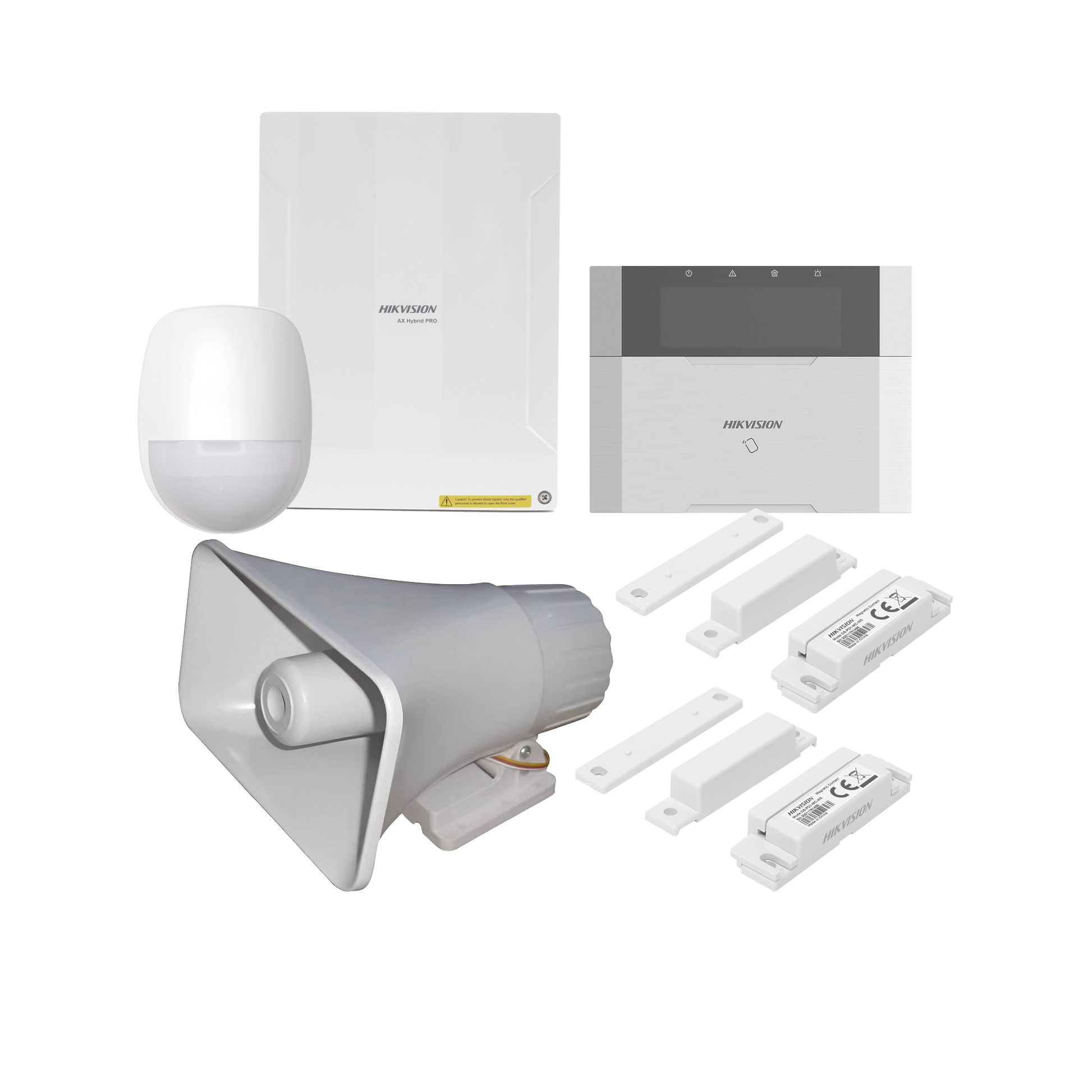 DS-PHA64-LP/PACK(30W)|KIT Panel de Alarma  AX HYBRID PRO / 1 Panel Híbrido / 1 Teclado LCD / 1 PIR / 2 Contactos Magnéticos / 1 Sirena de 30 Watts