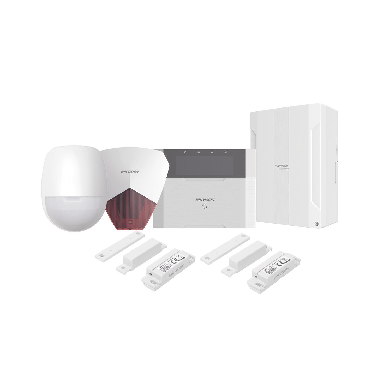 DS-PHA64-LP/PACK(R)|KIT Panel de Alarma HYBRID PRO / 1 Panel Híbrido / 1 Teclado LCD / 1 PIR / 2 Contactos Magnéticos / 1 Sirena Roja