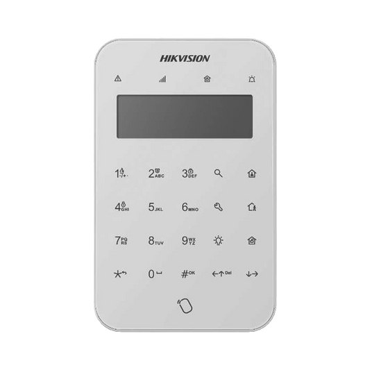 DS-PK1-LT-WB|(AX PRO) Teclado Inalámbrico con Pantalla LCD para Armado y Desarmado / Funciones de Automatización para control de Relevadores