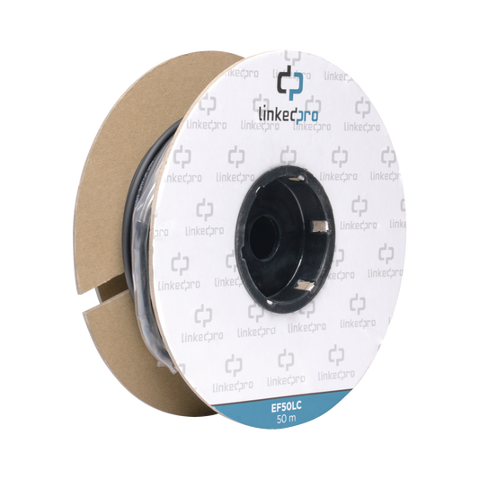 EF-50-LC|Carrete de Fibra ?ôptica Monomodo con conectores LC-LC Duplex, Reforzada con Kevlar, de 50 metros