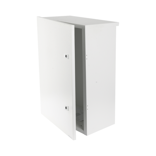 EI-PCB-04-07-03-W3S|Gabinete para instalaci??n de 2 Bater?¡as PL110D12, Fabricado en L?ímina Galvanizada, Accesorios para piso o poste (No incluidos)