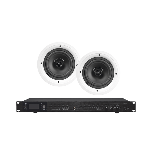 EP2060W/2CS|Amplificador de Audio con 2 Bocinas SP6 | 2 x 60W | Baja Impedancia 4 - 8? | Reproductor Bluetooth, USB, SD | Efectos Integrados Delay, Echo, Repeat